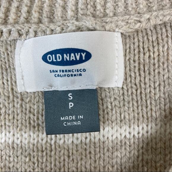 3/$30 Old Navy | Tan White Stripe Lace Up Sweater S - Picture 5 of 7
